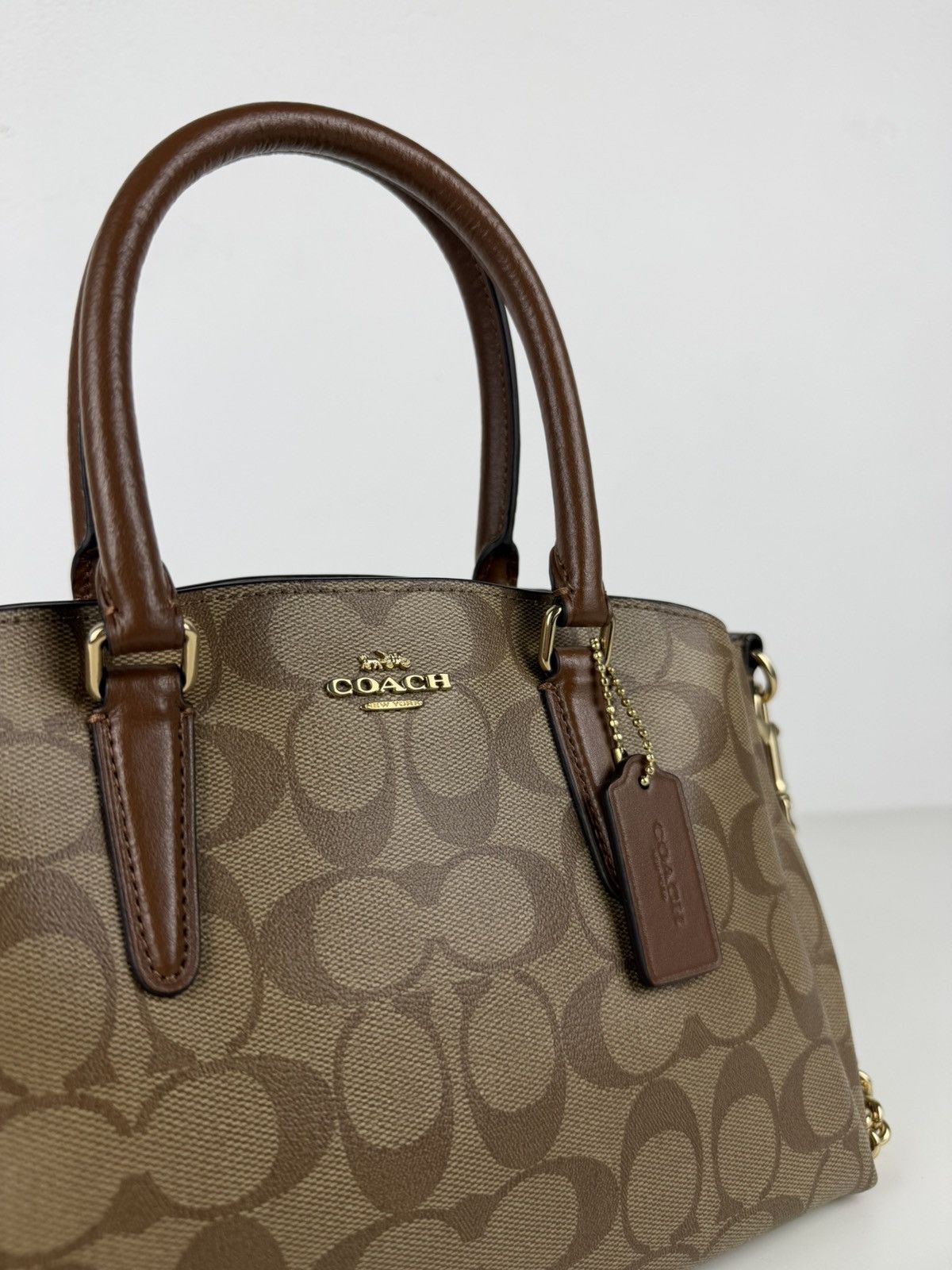 Coach coated signature mini sage carryall handbag