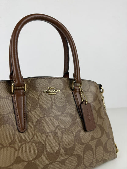 Coach coated signature mini sage carryall handbag