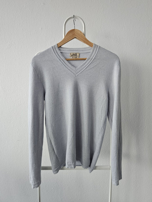 Vintage Hermes cashmere cotton blend v neck pullover