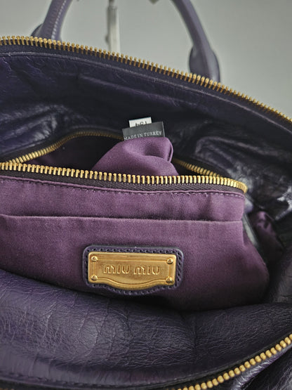 Miu miu vitello bow bag in deep purple