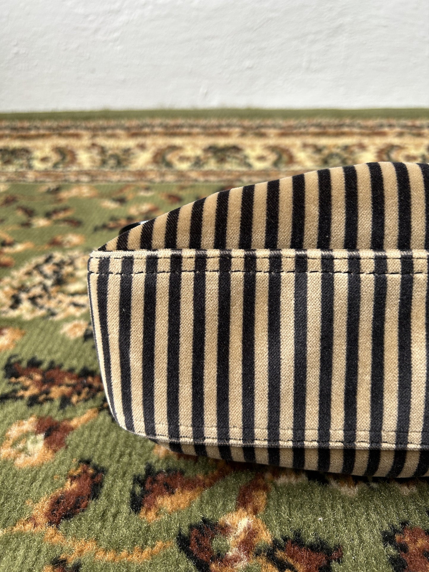 Y2k Fendi buckle striped velvet and ponyhair handbag