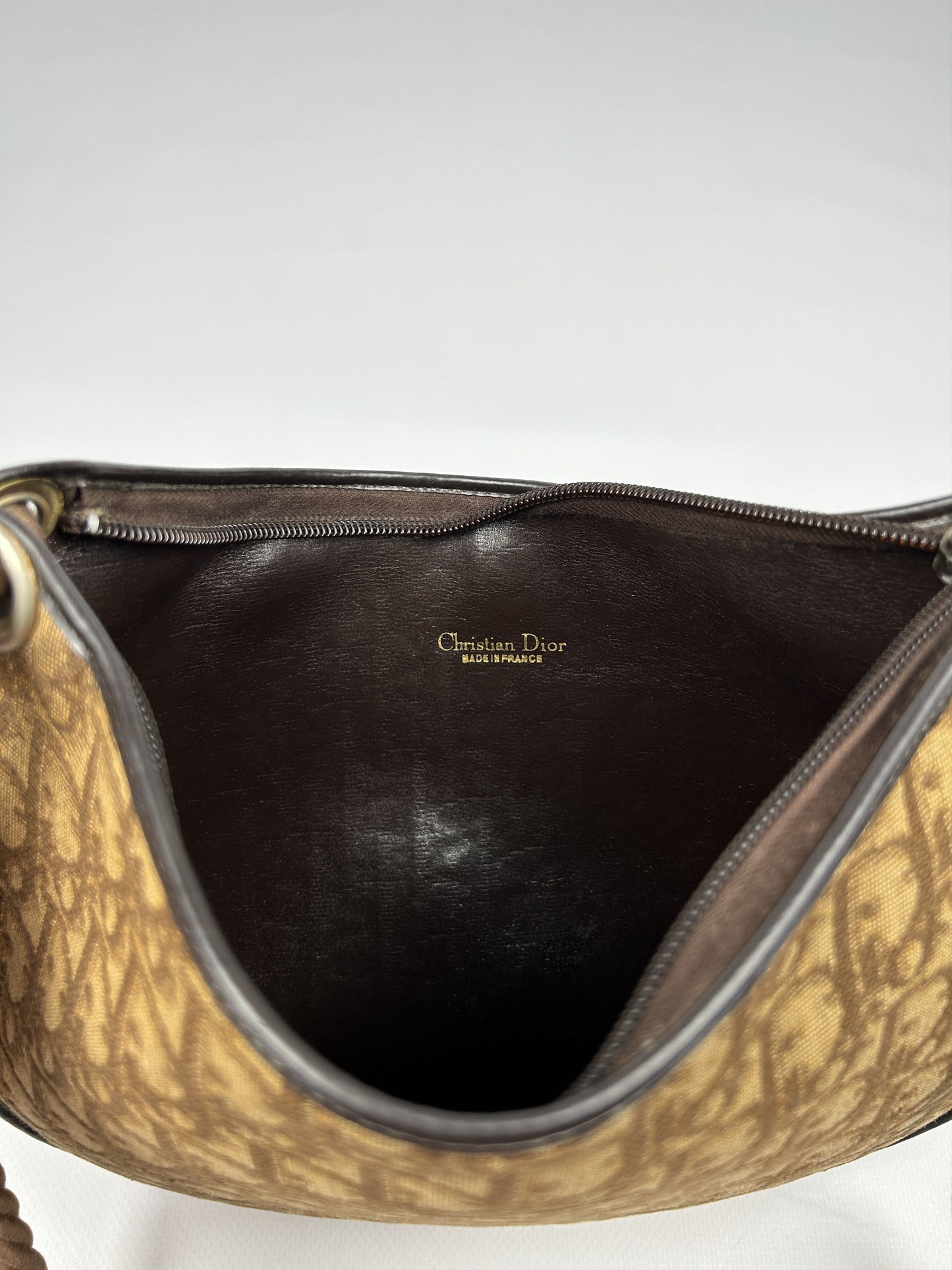 Vintage 80s Dior trotter oblique monogram rope shoulder bag