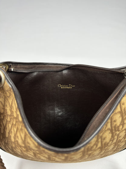 Vintage 80s Dior trotter oblique monogram rope shoulder bag