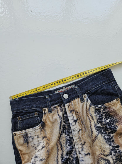 Vintage snake print bootcut denim