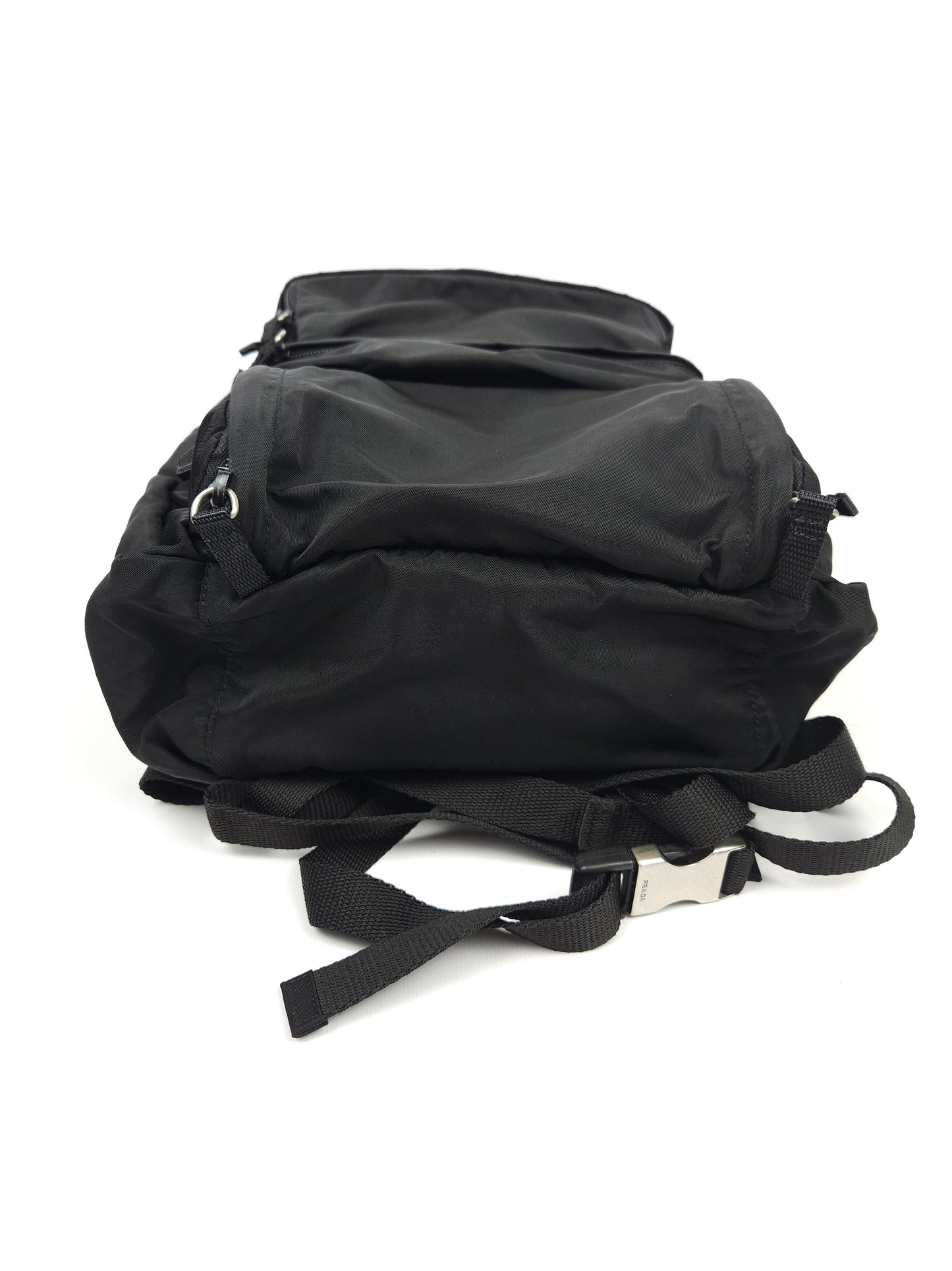 Prada triangle logo nylon multipocket backpack