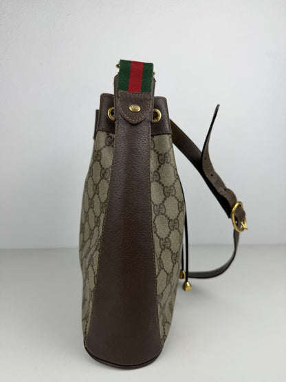 Vintage 80s Gucci monogram drawstring bucket bag