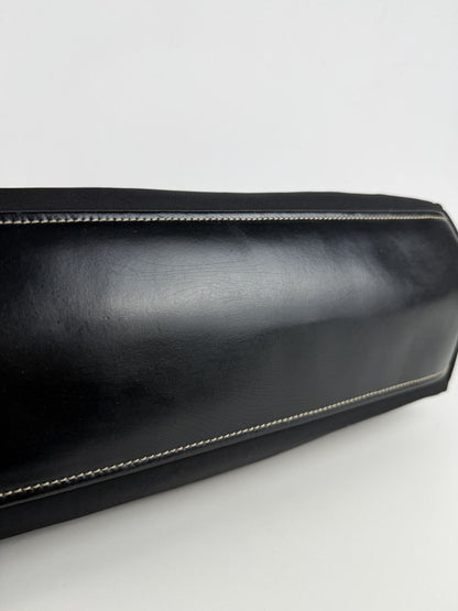 Vintage prada tessuto nylon and leather triangle logo tote