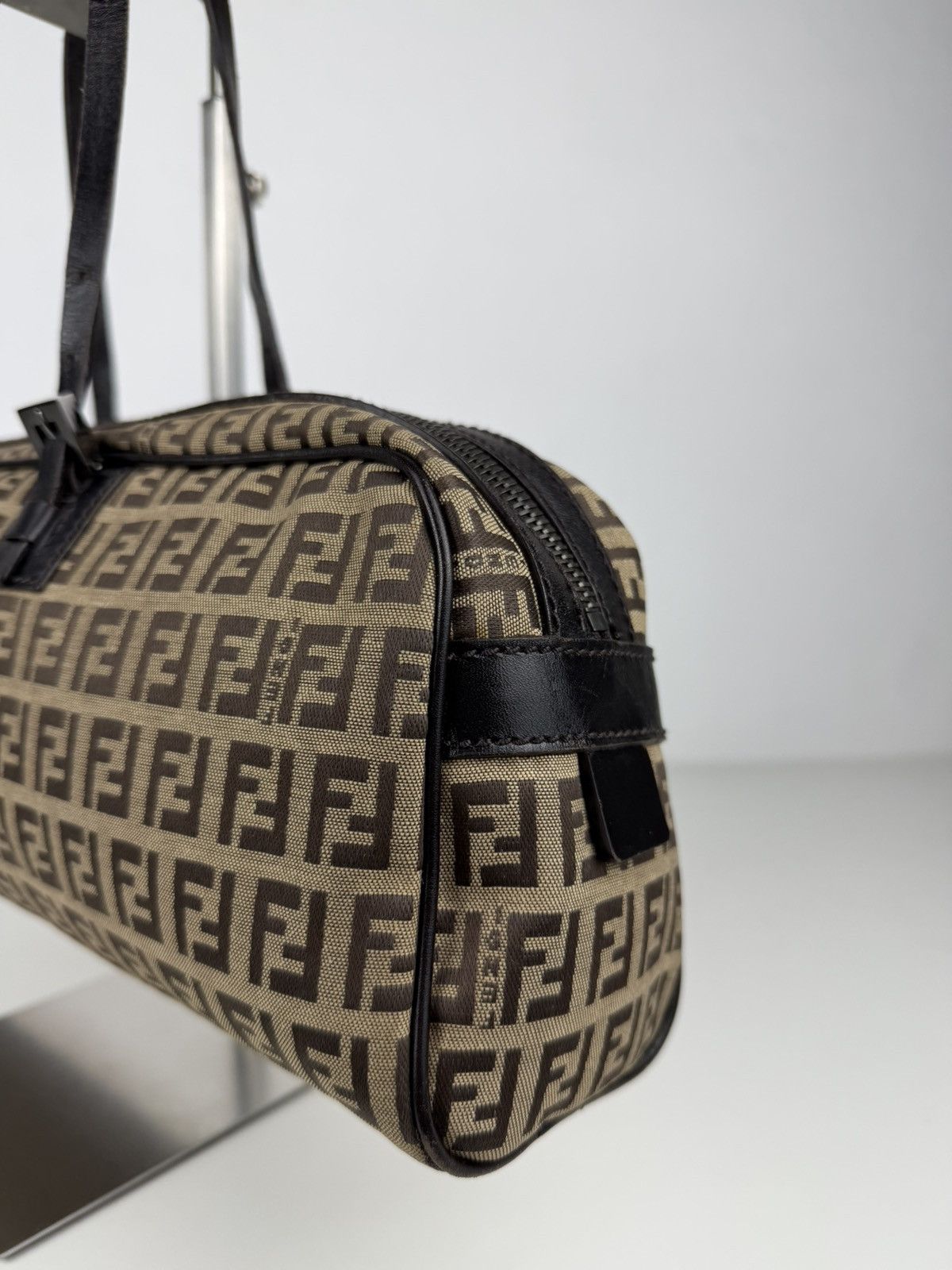 Fendi zucchino monogram canvas mini bowling bag