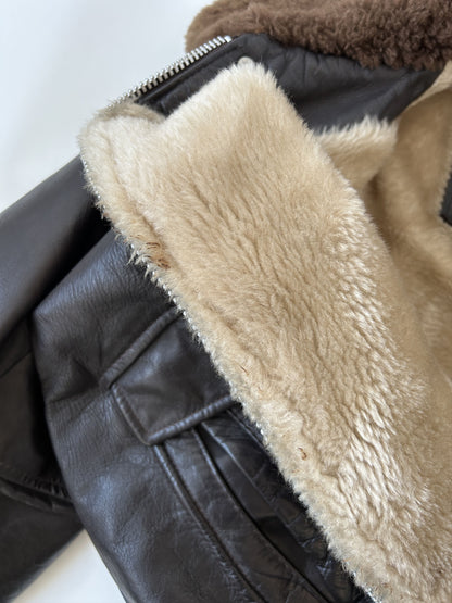 Vintage aviator shearling leather jacket
