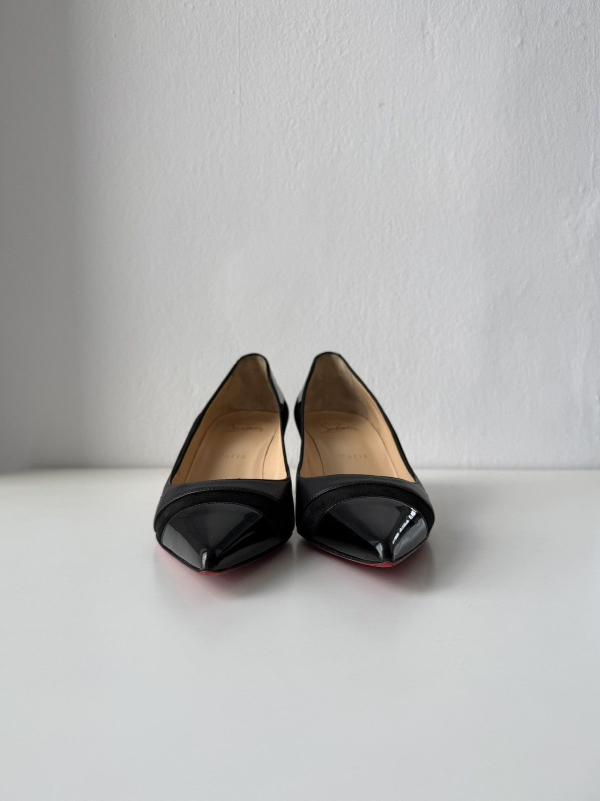 Christian Louboutin eklectica 55 mixed leather kitten heels