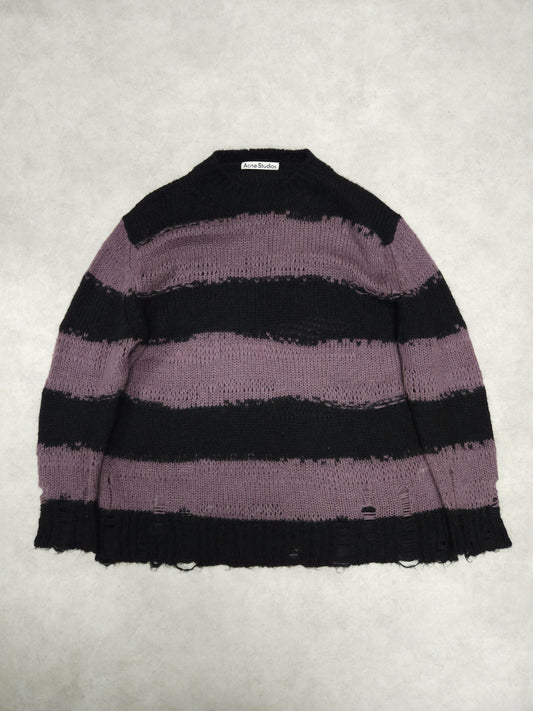 Acne studios distressed striped mohair knit