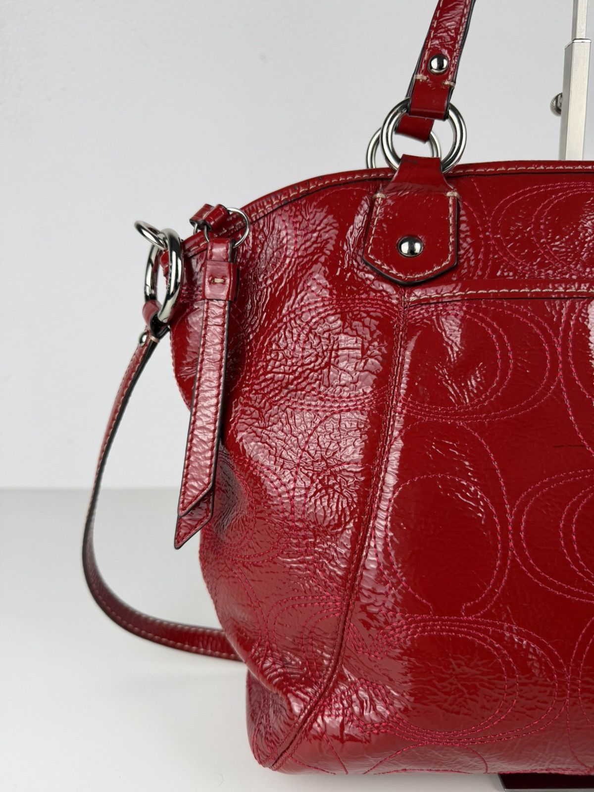 Coach signature patent leather tote bag