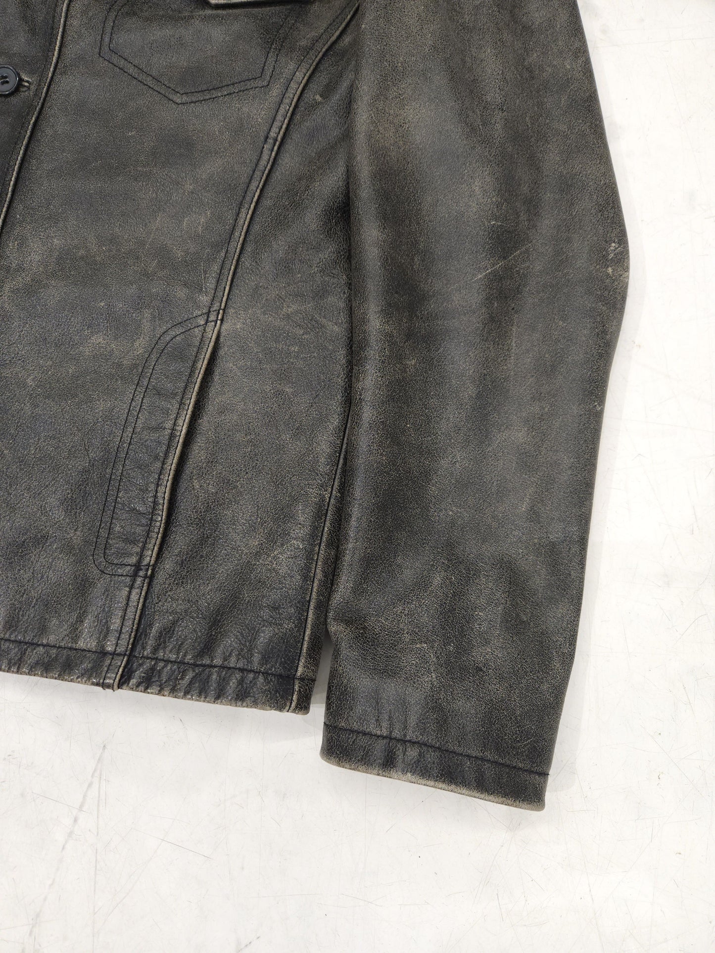 Vintage distressed leather overshirt