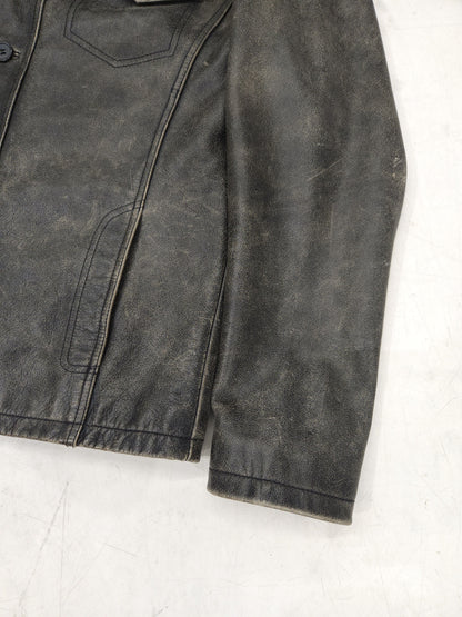Vintage distressed leather overshirt