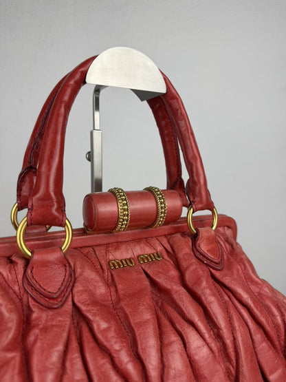 Miu Miu matelasse pleated leather handbag