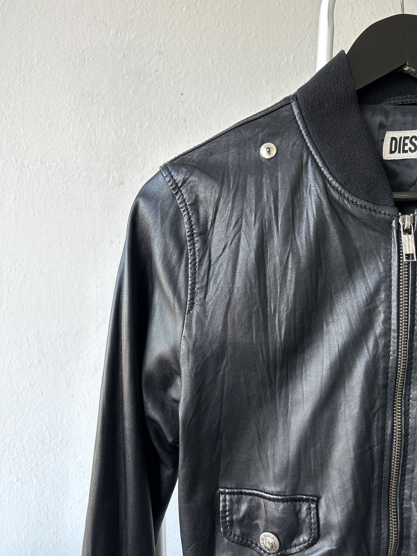 Archive Diesel cropped lambskin leather bomber jacket