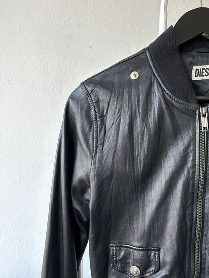 Archive Diesel cropped lambskin leather bomber jacket