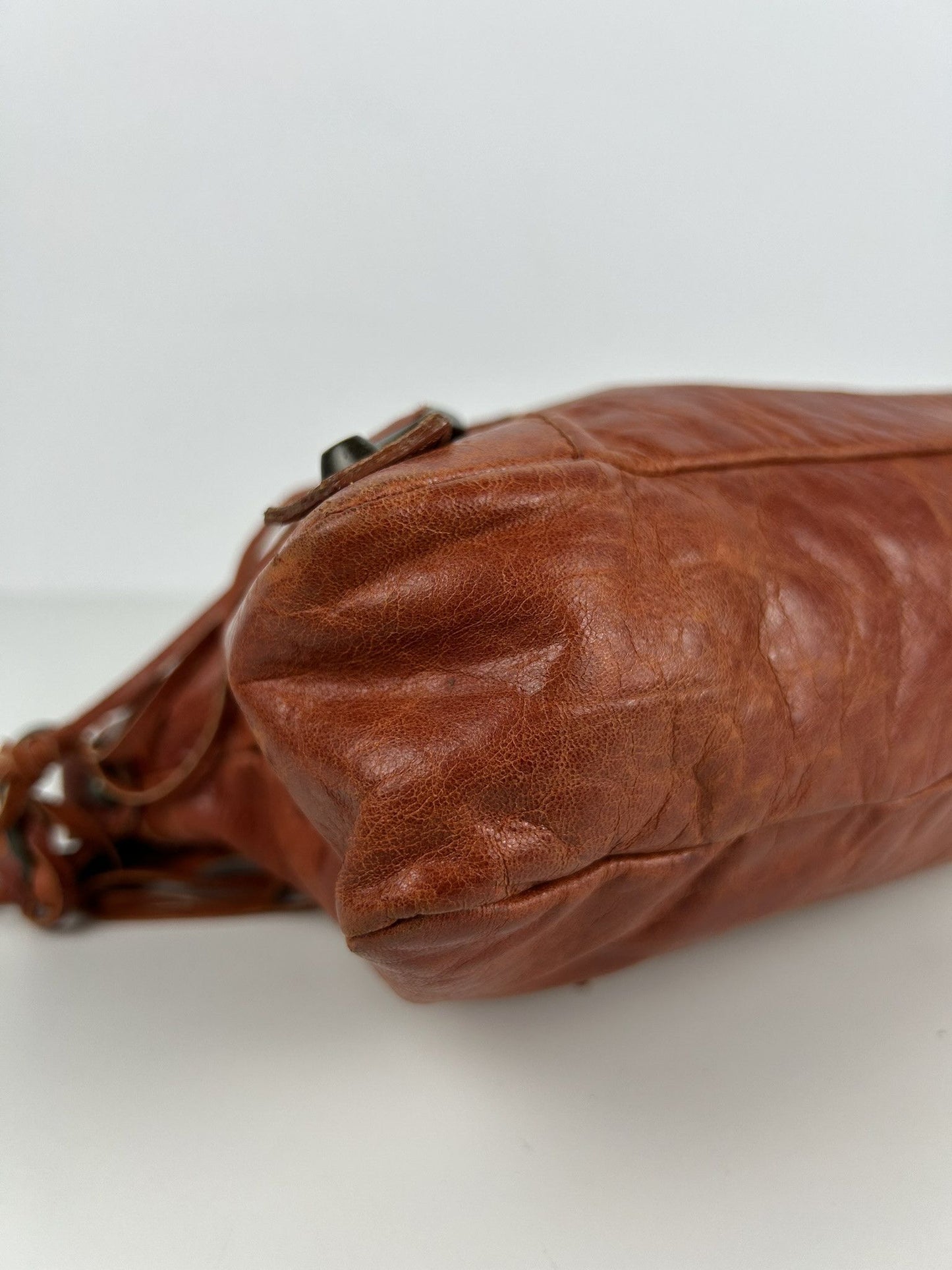 Balenciaga first bag in burnt red