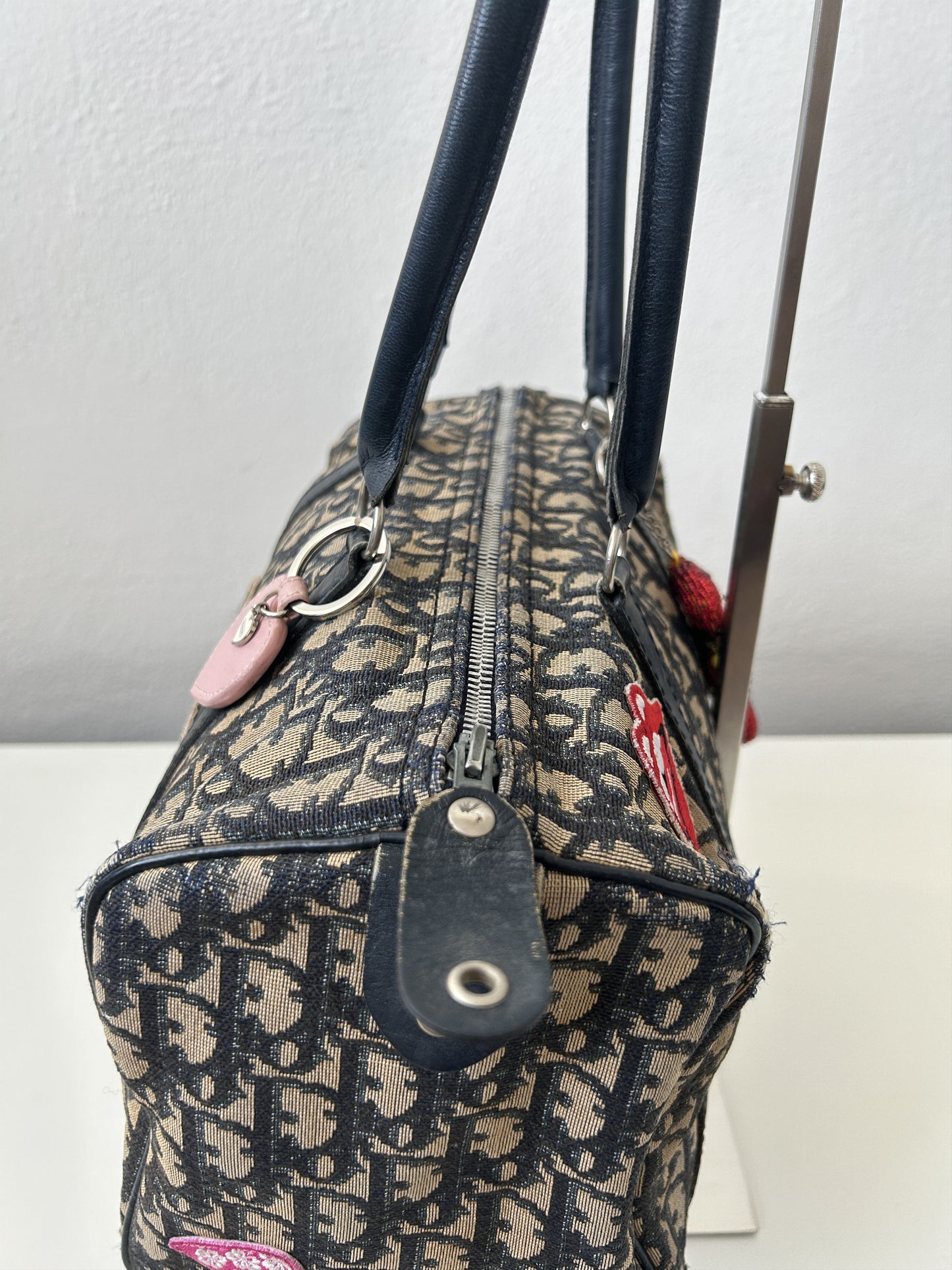 Vintage 80s customised Dior trotter oblique monogram canvas mini bowling bag