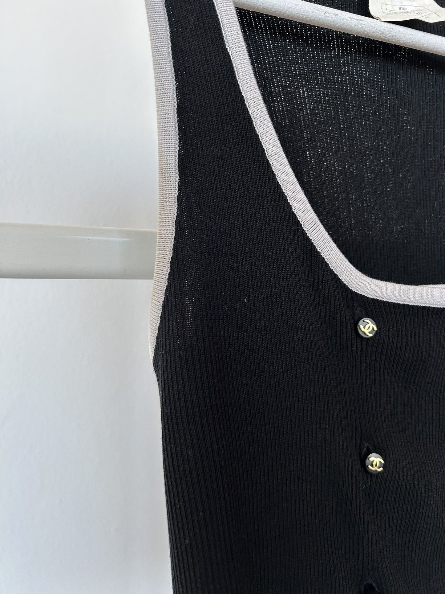 SS1995 Chanel double breasted button up tank top