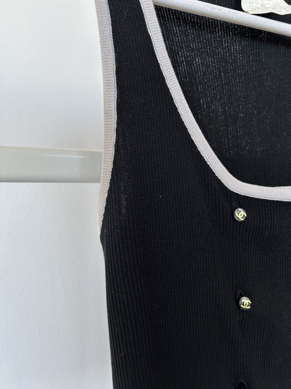 SS1995 Chanel double breasted button up tank top