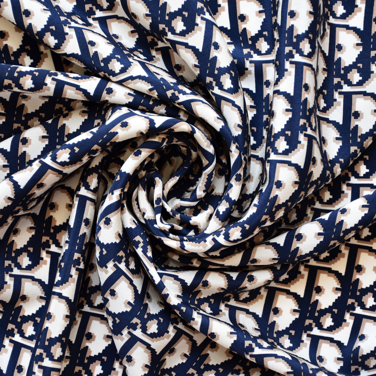 Vintage Dior trotter silk scarf navy & beige
