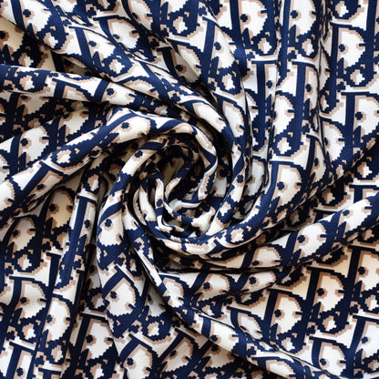 Vintage Dior trotter silk scarf navy & beige