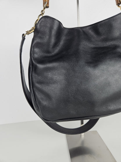 Vintage 80s gucci bamboo top handle calf leather handbag