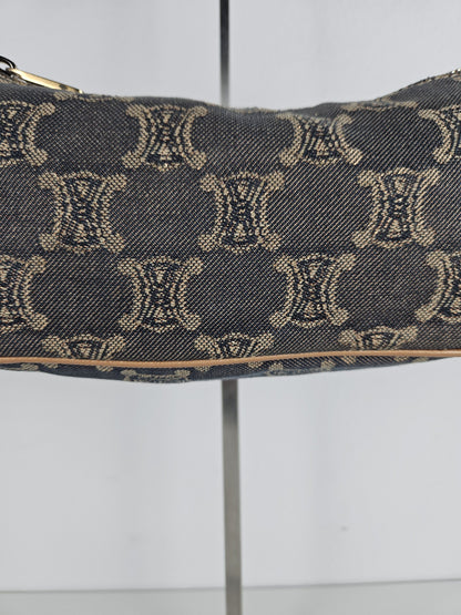 Vintage celine triomphe denim mini handbag pochette baguette