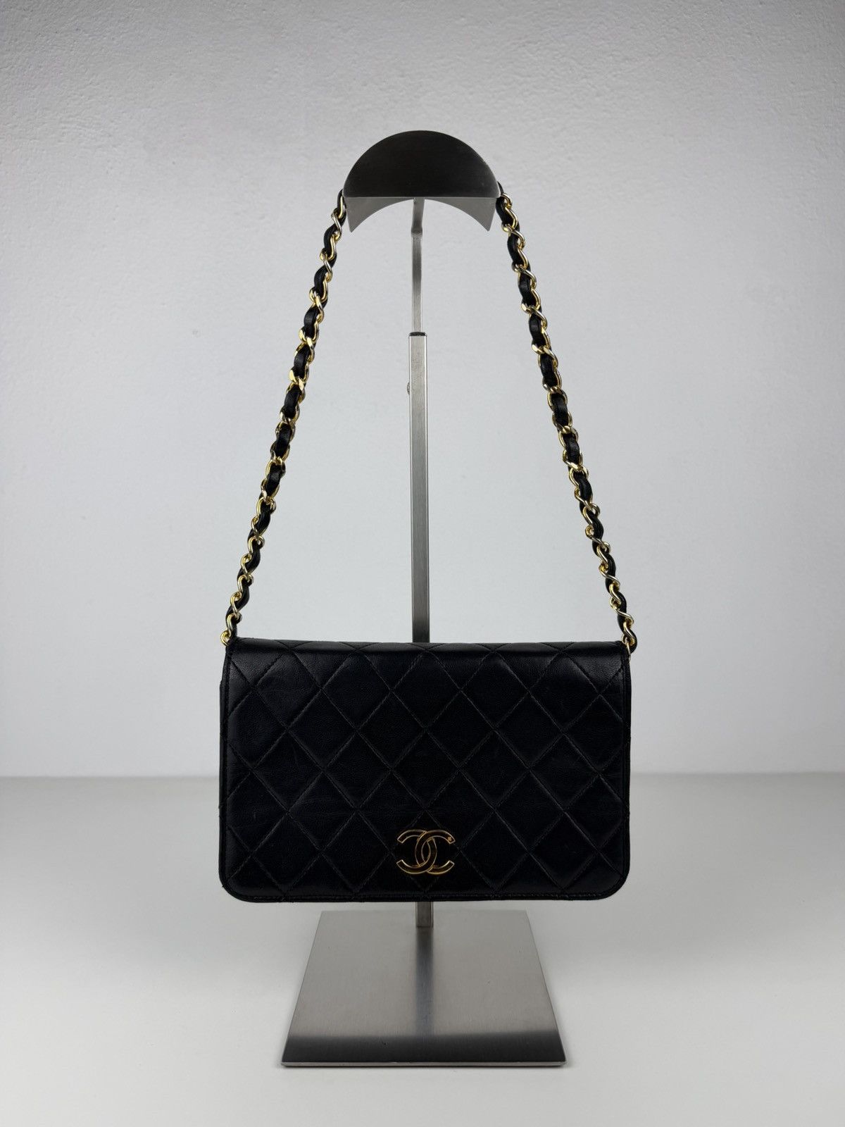 Vintage Chanel CC lambskin mini matelasse full flap