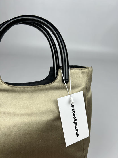 Prada triangle logo velvet plastic handle mini tote bag