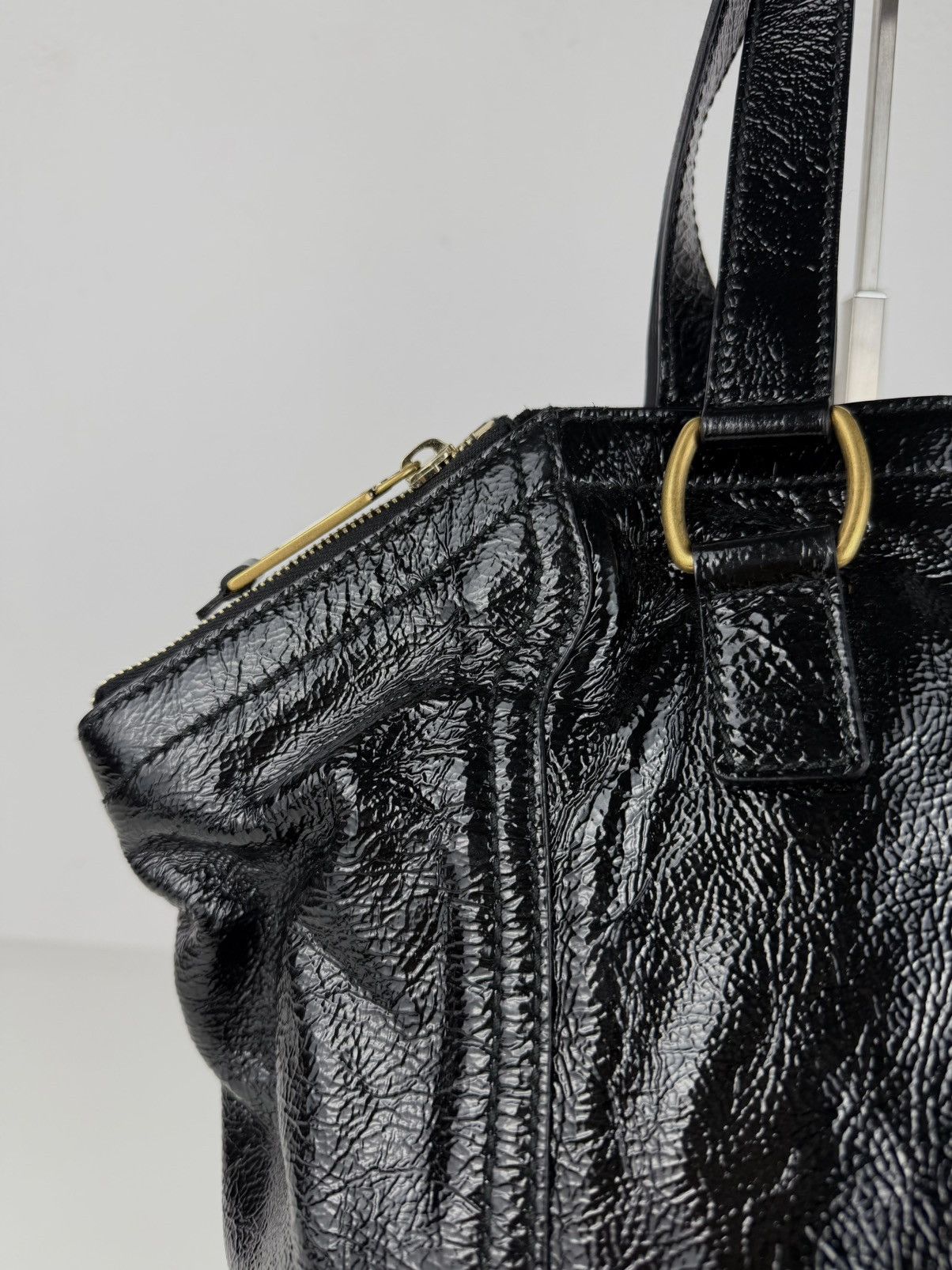SS2009 YSL Rive Gauche sac downtown patent leather tote bag