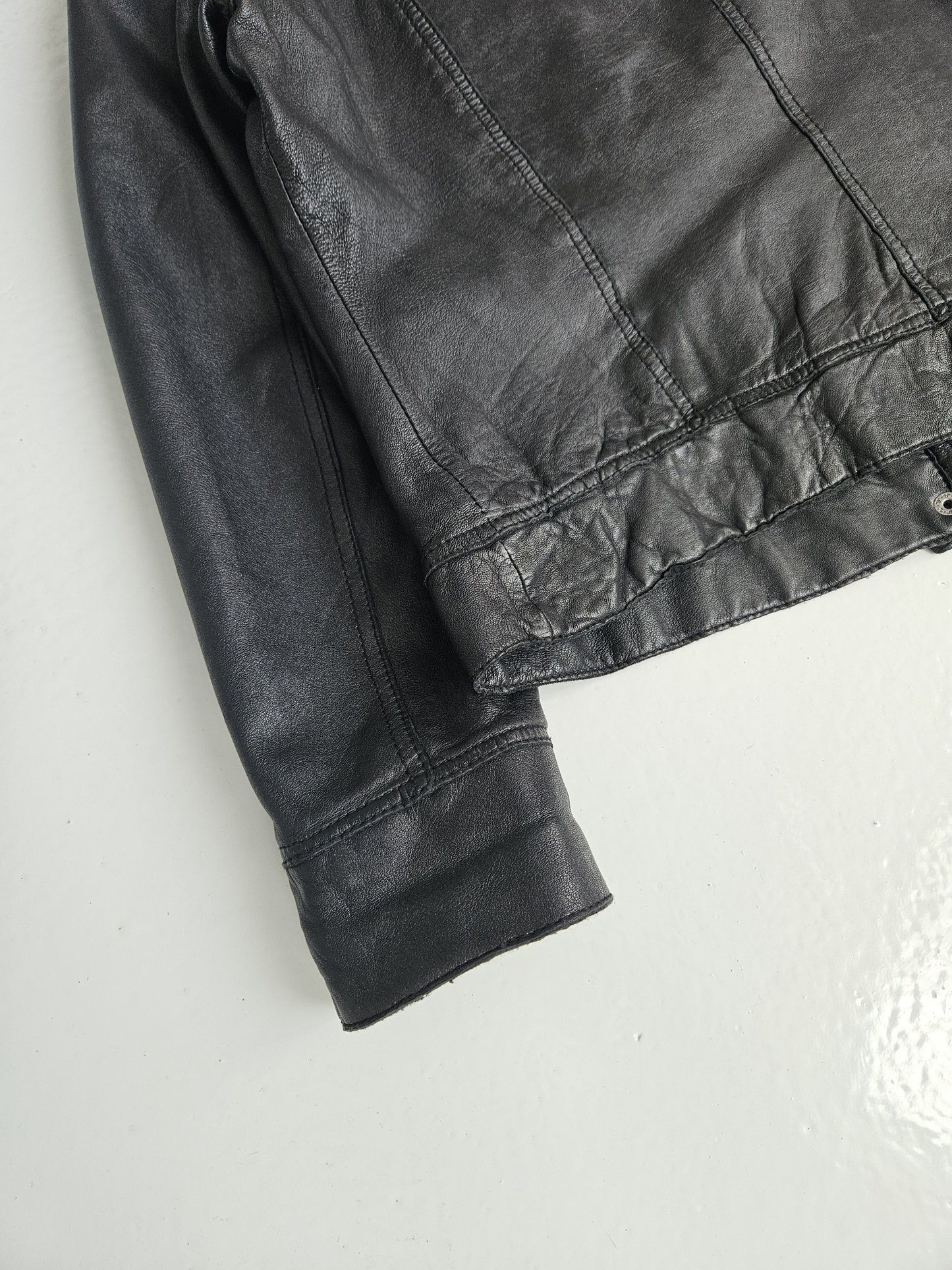 Archive y2k multipocket cropped lambskin leather jacket