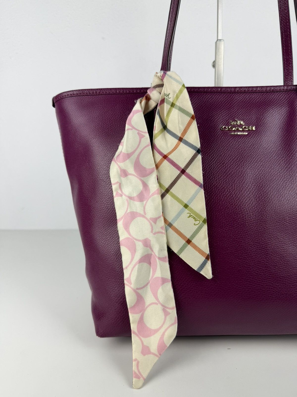Coach crossgrain leather city tote fuchsia