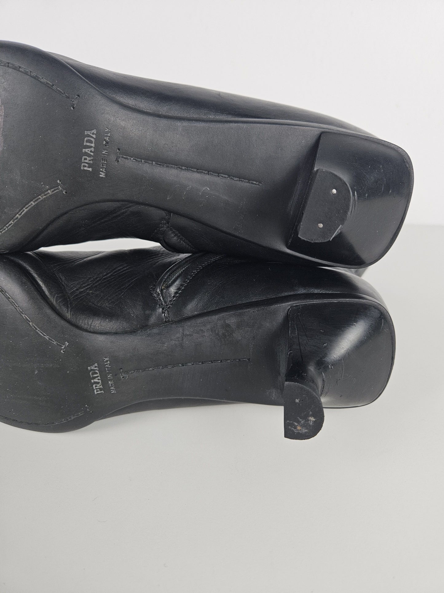 Archive Prada lamb leather kitten heel buckled ankle boots