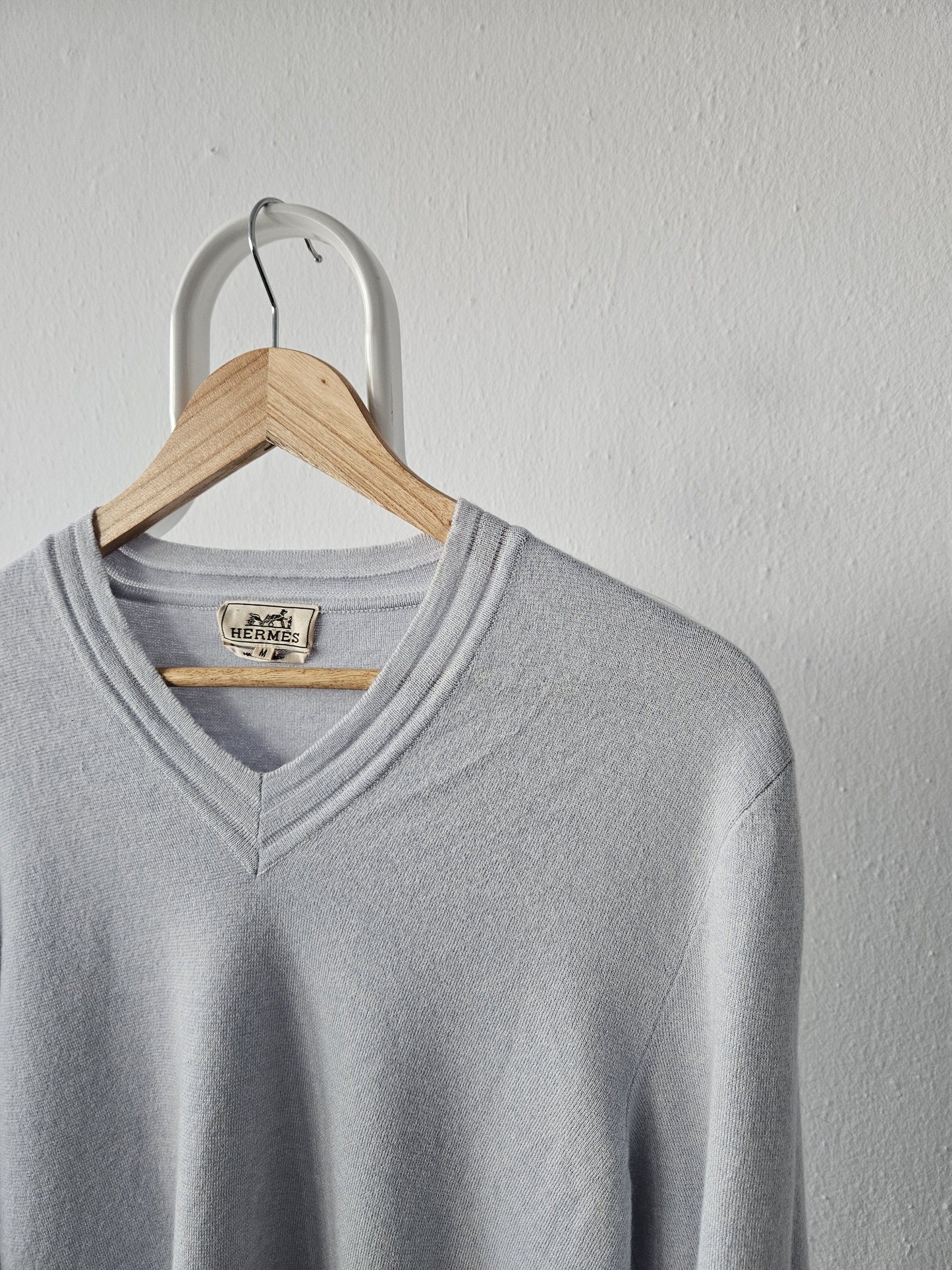 Vintage Hermes cashmere cotton blend v neck pullover
