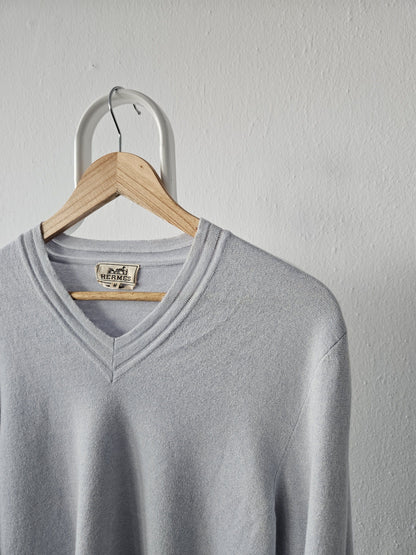 Vintage Hermes cashmere cotton blend v neck pullover