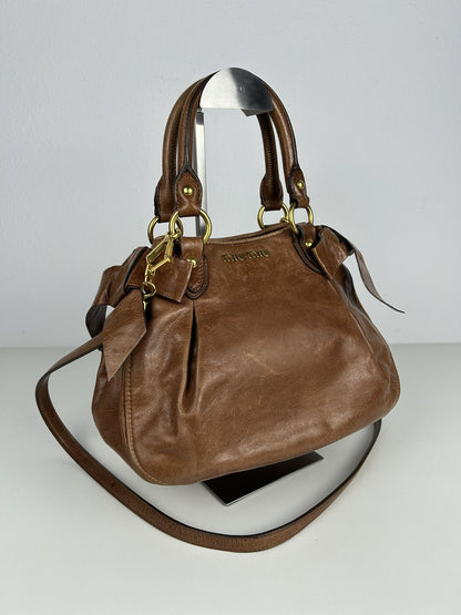 Miu miu mini bow bag in brown