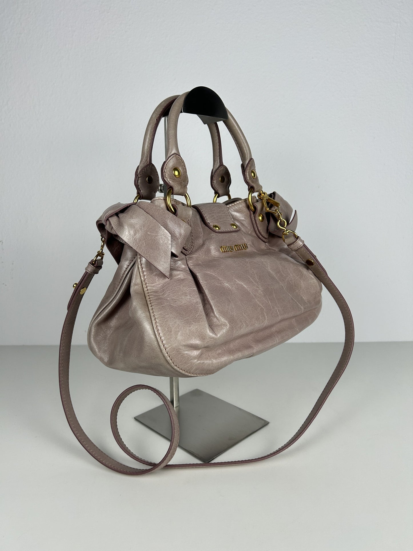 Miu miu mini bow bag in dusty pink