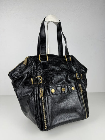 SS2009 YSL Rive Gauche sac downtown patent leather tote bag