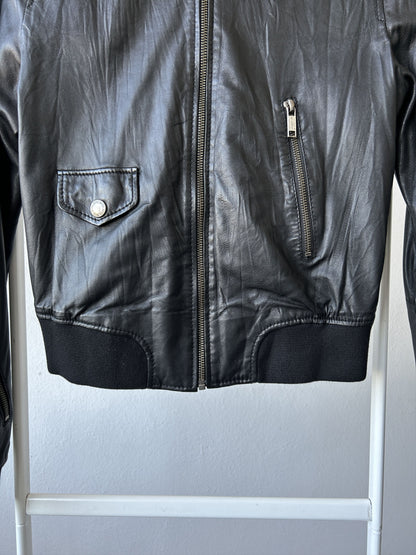 Archive Diesel cropped lambskin leather bomber jacket