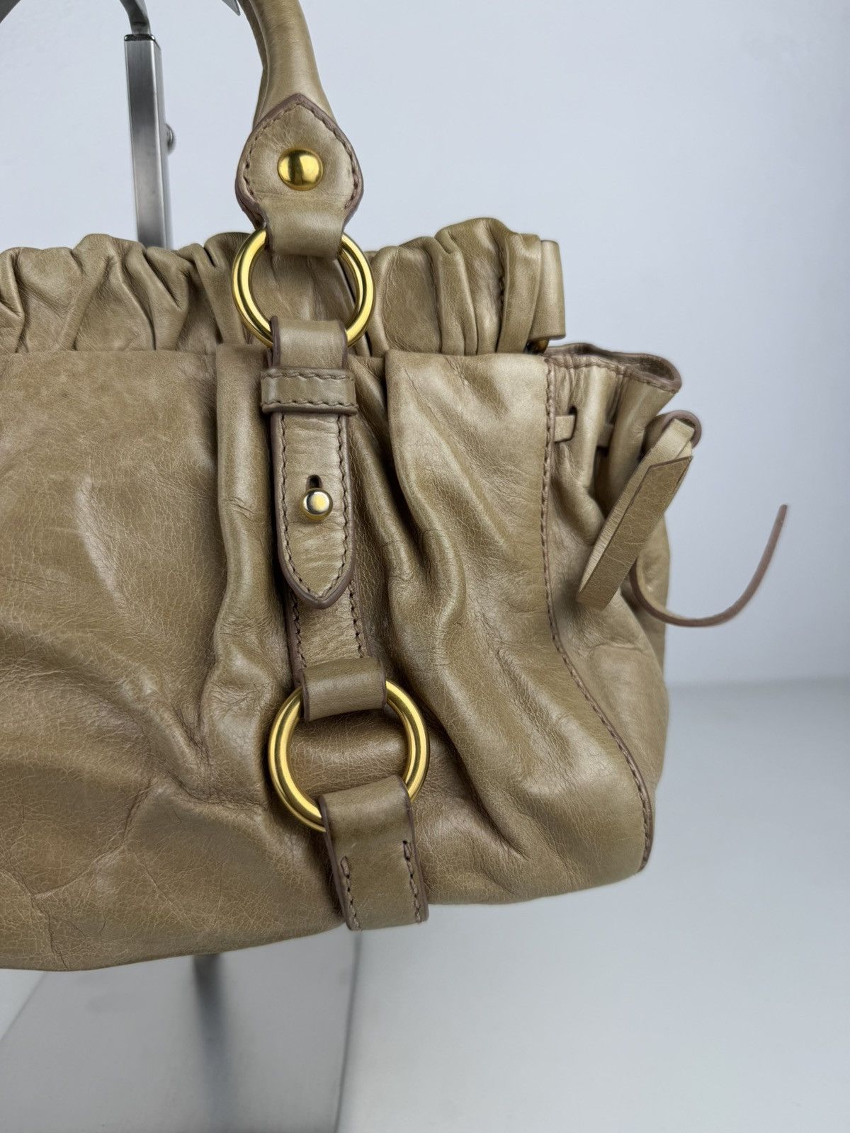 Miu miu bauletto vitello gathered leather mini handbag