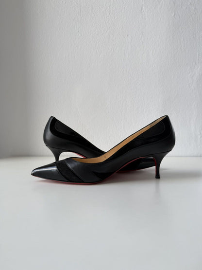 Christian Louboutin eklectica 55 mixed leather kitten heels