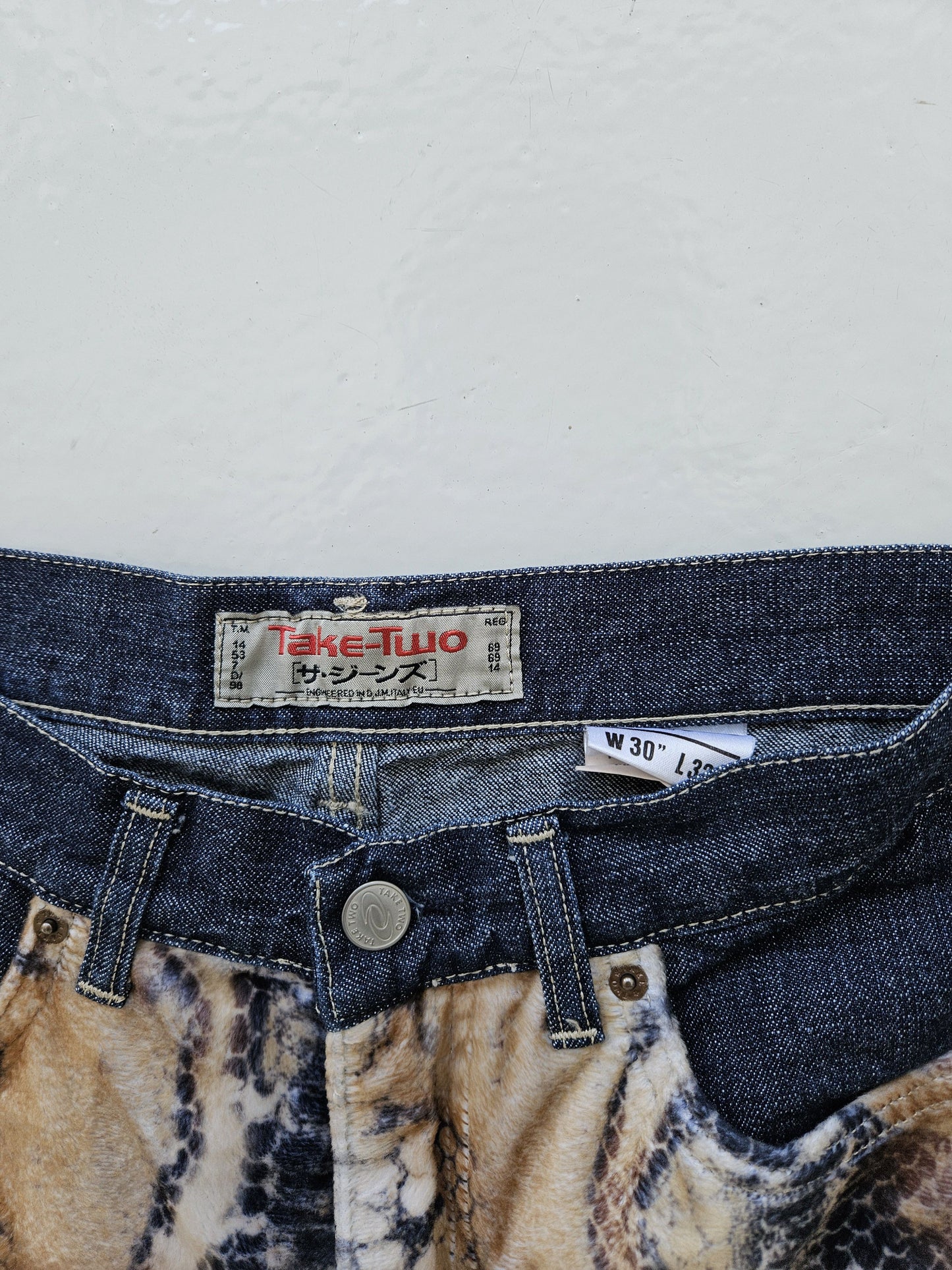Vintage snake print bootcut denim