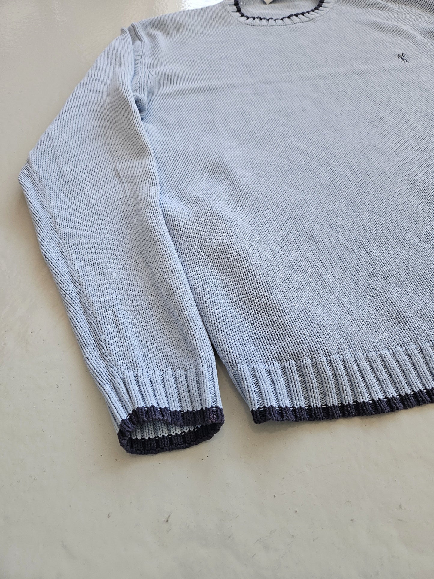 Vintage ysl baby blue embroidered logo thick knit sweater