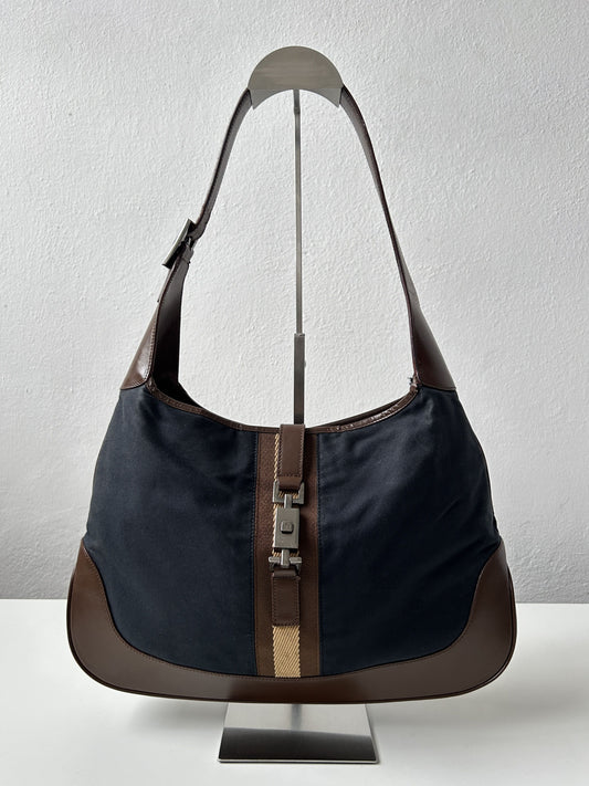 Vtg y2k Gucci by Tom Ford jackie web canvas and leather handbag