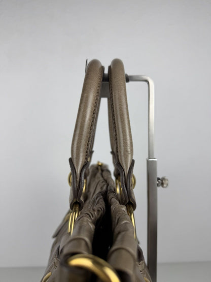 Miu Miu vitello bauletto aperto gathered leather handbag