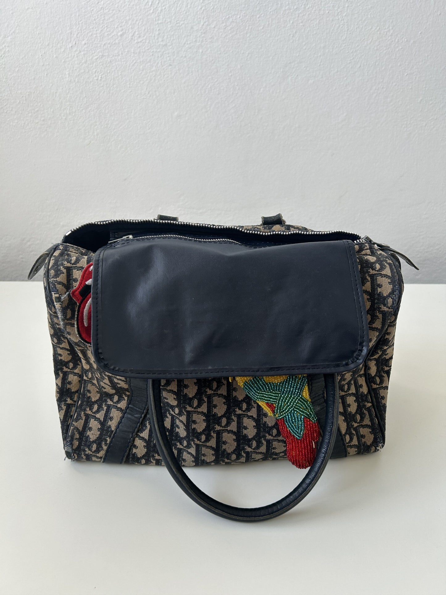 Vintage 80s customised Dior trotter oblique monogram canvas mini bowling bag