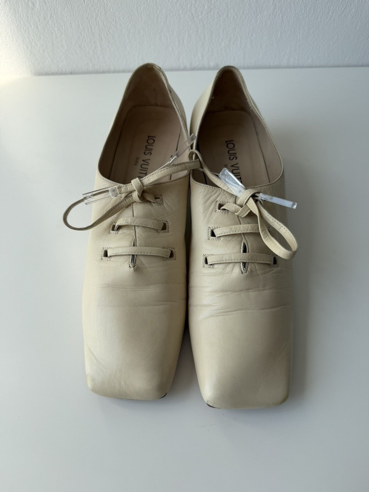 Vintage Louis Vuitton square toe block heel flats