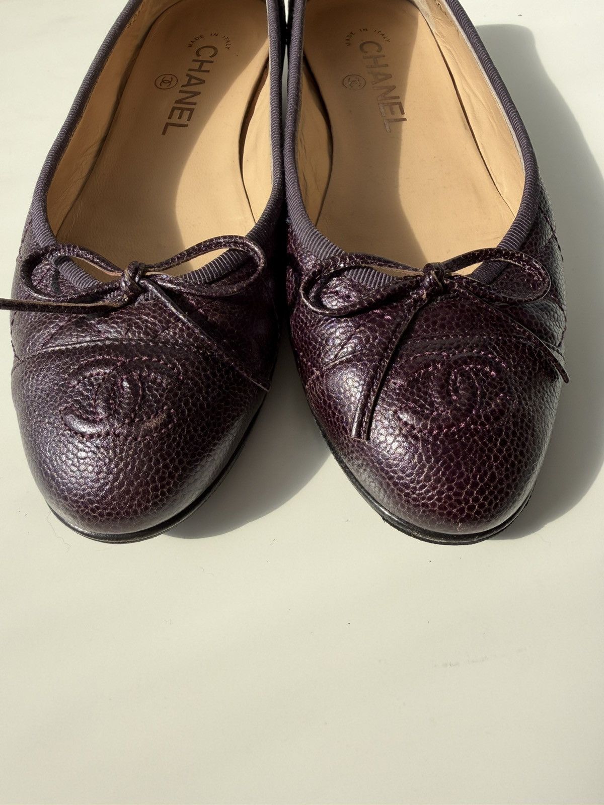 Vintage Chanel ribbon CC logo ballet flats